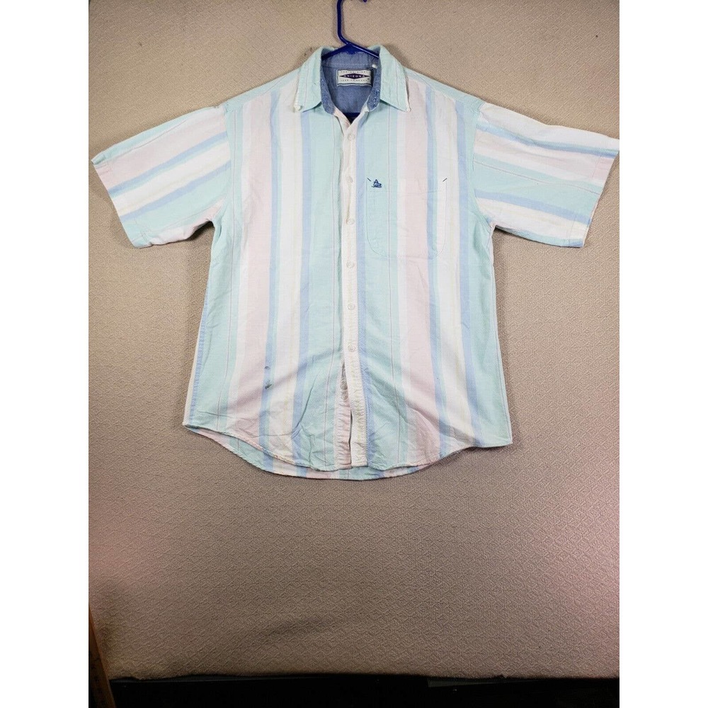 AriZona‎ Shirt Mens Medium Multicolor Collard Short Sleeve Button Up Regular Fit